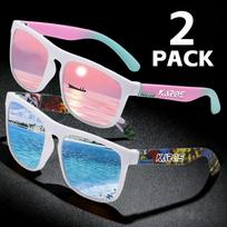 KAROS 2PCS Sunglasses Men/Women Square Mirror Design Luxury UV Protection 400 SunShade Unisex Fishing Driving Cycling Hiking