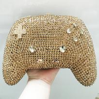Diamonds Gamepad Shaped Crystal  Evening Bag Gold Women Rhinestones Clutches Purse Lady Diamond Stones Girls Wedding Handbags auksas