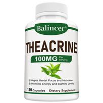 Theacrine 100 Mg Dietary Supplement, Microcrystalline Cellulose, 120 Capsules Per Bottle 120 Capsules