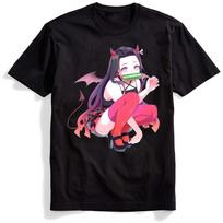 Retro Demon Slayer Tshirt Nezuko Kamado T Shirt Men Punk Polyester Short Sleeve Kimetsu No Yaiba L