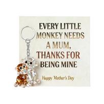 2D Acrylic Monkey Keychain with Card Mother’s Day Gift for Mom Appreciation Keepsake Accessory One Size