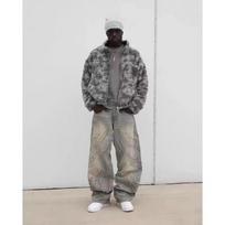 Vyriški Baggy Estetiški Gatvės Stiliaus Džinsai Vyriški Retro Mados Plačių Klešnių Džinsiniai Kelnės Grafiniai Siuvinėti Dizainerio Hip Hop Džinsiniai Kelnės M mėlyna