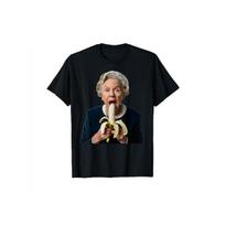 Men's Funny Grandma Eating Banana Graphic T-Shirt - Soft Cotton Casual Round Neck Short Sleeve Tee with 3D Pop-Out Banana & Woman Print, Lightweight S juoda
