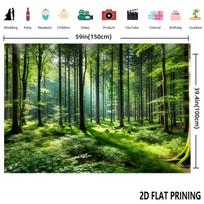 2D Lush Spring Woodland with Tall Trees Backdrop Photography Background Banner 47.2x31.5inch/120*80cm