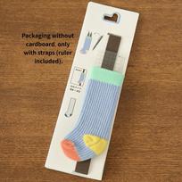 Japanese Retro Contrast-Color Sock-Style Pen Holder, Elastic Journal Binding Strap with Ruler, Portable Pen Organizer, Book Band mėlyna