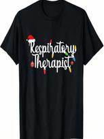 Respiratory Therapist Funny Christmas Santa Hat Design T-Shirt S įvairiaspalvis