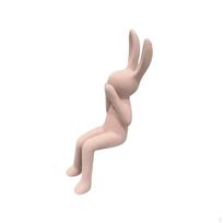 Macaron Color Bunny Statue Soft Touch Flocked Hare Figurine Calming Design Resin Ornament for
