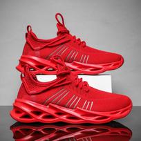 Breathable Comfortable Men Sneakers Non Slip Lightweight Red Outdoor Running Walking Daily Leisure Couples Casual Sport Shoes 36 raudona
