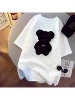 CGC Korean Fashion Wounisex Oversized T-Shirt Casual Bear Printing Short Sleeve Tees Summer Female Loose Tops Simple O-Neck T-Shirt S įvairiaspalvis