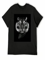 Black And White Tiger Head On Black Background T-Shirt Gifts For Boyfriend Cute Clothes Summer 2025 unisexs T Shirts Casual Stylish S įvairiaspalvis