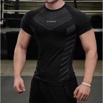Men's Compression Short Sleeve T-Shirt, Breathable Mesh Seamless Gym Top For Fitness Workout XS