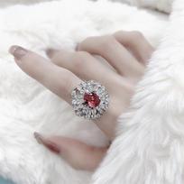Elegant Ruby-Colored Gemstone Set: Women's Versatile Ring, Earrings, and Necklace for a Fashionable Look