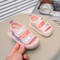 Xiaxin Pink Toddler Closed-Toe Velcro Sandals: Breathable, Non-Slip, Soft Sole Beach Shoes for Babies 18 rožinė