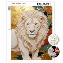 5D Pearl Art Majestic Lion Pattern Design DIY Enamel Inlaid Painting Frameless Wall Decor Handmade Craft Gift for Home Bedroom Living Room 30x40cm