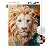 5D Pearl Kit Majestic Lion Pattern DIY Pearl Art Relaxing Handmade Ornament Home Wall Desktop Decoration for Beginners 30x40cm