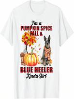 I'm A Pumpkin Spice Fall And Blue Heeler Kinda Girl Funny T-Shirt S įvairiaspalvis