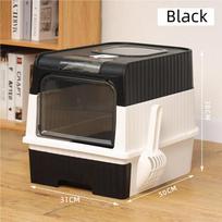 Cat Litter Box with Scoop, Large Foldable Litter Box with Lid, Front Entry Top Exit Kitty Box, Odor Control, Easy To Clean juoda