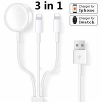 3 viename belaidis įkroviklis, skirtas Apple Watch Series 1 2 3 4 USB magnetinis įkrovimo laidas, skirtas iPhone 5 6 7 balta