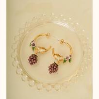 Chipmunk Raspberry Brooch & Earrings: Retro Enamel High-Grade Pin, Small Fragrance Style for Women.