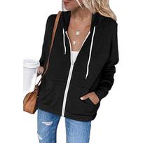 2021 Cross-Border Autumn/Winter Solid Color Hooded Zip-Up Sweatshirt with Drawstring and Pockets 2XL juoda