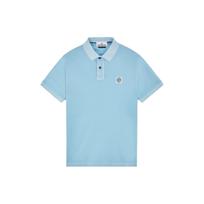 Stone Island Ss23 Vienspalvis Polo marškinėlis su logotipu, trumpomis rankovėmis, vyriškas Polo marškinėlis, dangaus mėlynas 10152SC67-V0041 S