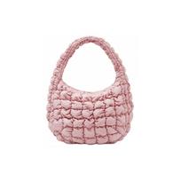 COS Quilted Pleated Design Top Zip Closure Polyester Cloud Bag Shoulder Bag Women bags Light-Pink 973537057001 Light Pink