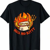 Gothic Clothes Hell No Kitty Alt Grunge Cat Meme T-Shirt For Men Women S įvairiaspalvis
