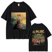 Rock Band Gorillaz The Mountain Tour 2026 Tshirt Unisex Vintage Soft pure Cotton T Shirts Male Fashion Casual Crewneck Tshirt XL