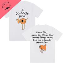 Le Poisson Steve Funny Golden Fish Meme Tshirt for Unisex and Women Harajuku Humorous Short Sleeved Cotton Casual Summer Clothing S
