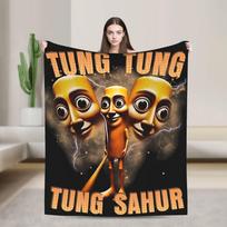 Tung Tung Tung Sahur Italian Brainrot Meme Blanket Quality Soft  Throw Blanket Winter Kids Living Room Funny Bedspread 100x150cm