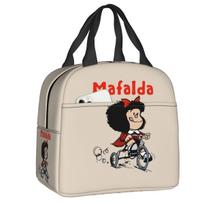 Custom Mafalda Balloon Heart Resuable Lunch Box Women Multifunction Cartoon Quino Comics Thermal Cooler Food Insulated Lunch Bag 22x20x13cm