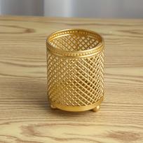 1pc Nordic Style Golden Metal Pen Holder, Multi-Purpose Organizer for Beauty Tools, Decorative Storage Cup for Desk Decoration