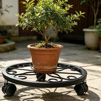 Rolling Plant Stand with Wheels, Heavy Duty Metal Mover Trolley, Iron for Indoor