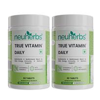 Neuherbs True Vitamin Daily Multivitamin Tablets for Men and Women 60 Tablets X Pack of 2 Nutrient Blend Boosts Energy and Stamina