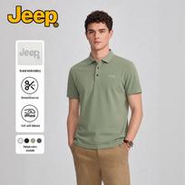 Jeep Men's Cool Breathable Short Sleeve Polo Shirt 3XL armijos žalia spalva