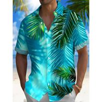 2025 New Hawaiian-style 3D Palm Tree Printed Men's Shirt Beach And Sand Dune Men's Short-sleeved Shirt Summer Casual Men's Shirt S