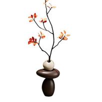 Stacked Rocks Shaped Vase with Artificial Branch, Resin Small Decorative Vase, Boho Modern Bud Vase for Living Room, Dining Table, Shelves A ruda