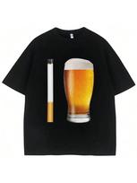 Funny Meme T-Shirt Cigarette And Beer Humor Joke Print T Shirt unisex Wounisex Fashion Oversized Cotton Casual Short Sleeve Streetwear S įvairiaspalvis