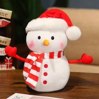 1Pc 25cm Lovely Christmas Snowman Plush Toys Kawaii Snowman Wears Santa's Hat Scarf Loose Coat Doll for Xmas Party Decor Gift