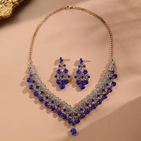 Luxurious Rhinestone Bridal Necklace & Earring Set for Evening Gowns