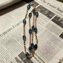 French Retro Crystal Clavicle Necklace: High-End Multi-Color Autumn Winter Sweater Chain mėlyna