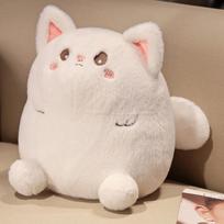 Cartoon Round Cat Plush Toys Soft Stuffed Pillow Cute Animal Doll Black White Cats Nap Cushion Christmas Birthday Gift For Kid 25cm