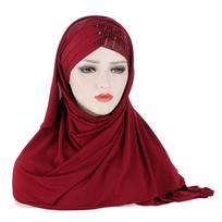 Milk Silk Forehead Sequin Patchwork Scarf Hat vyno raudonos spalvos