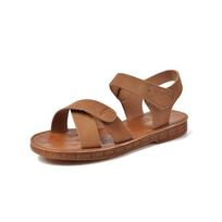 Soft-soled Velcro Roman sandals women's 2025 new simple and comfortable casual beach shoes flat-soled women's sandals 35 ruda