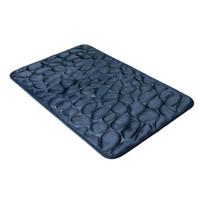 Memory Foam Bathroom Mat Non-Slip PVC Backing Super Soft Absorbent Memory Foam Bath Rug with 3D Embossed Pebble Design Floor Mat 60x90cm tamsiai mėlyna spalva