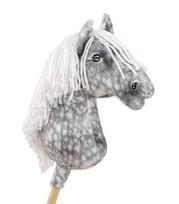 Hobby Horse Large Premium Stick Horse - Dapple Grey with White Mane A3