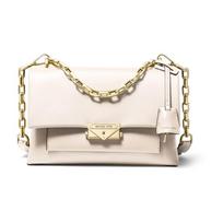 Michael Kors Mk Cece Gold Buckle Flap Chain Commuter Solid Color Leather Shoulder Crossbody Bag Medium Women bags Milk-Tea-White 30S9G0EL2L-LIGHT-SAND Basic Set (Bag+Dust Bag)