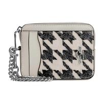 Coach Zip Top Card Case Houndstooth Print Zipper Open Pocket Coin Purse ID Holder Women Wallet Black White CK442-SVVRW Basic Set (Bag+Dust Bag)