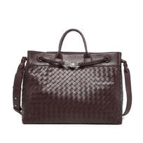 Spot pure hand-woven tote bag, high-end sense large-capacity handbag, foreign trade explosion versatile single shoulder messenger bag 42*17*30cm tamsiai ruda spalva