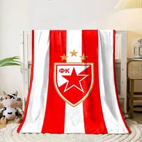 Vertical red and white stripes with a shield emblem and three stars. for all seasons blanket lunch break throw gift 80cm x 120cm